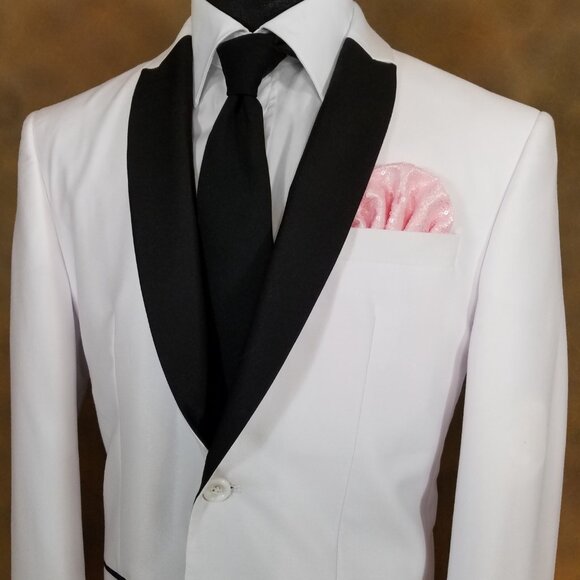 COPY - Men's Sequin Pre-Folded Pocket Square Insert - Light Pink Fan Design - Picture 2 of 6